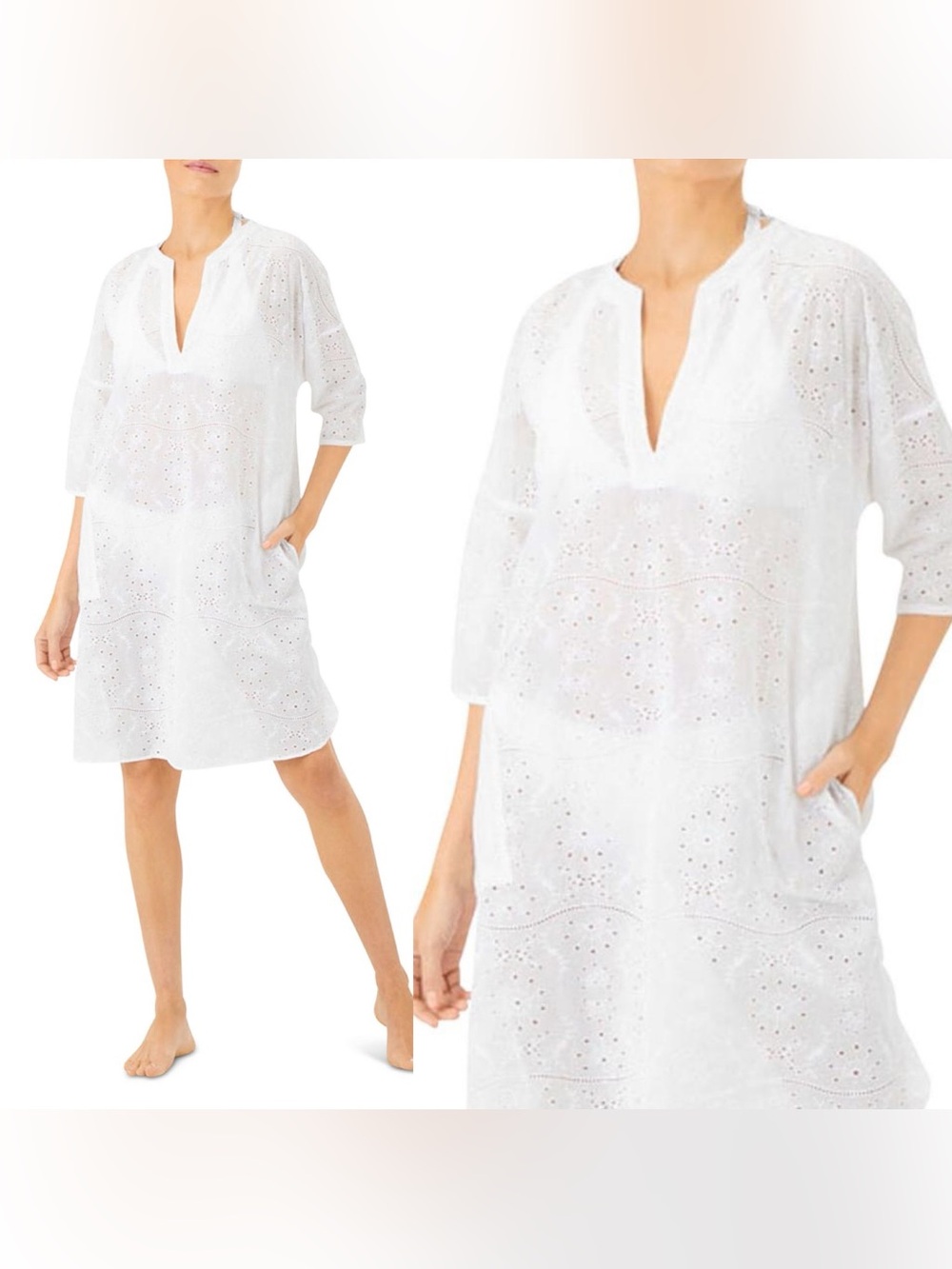 Vilebrequin Broderie Anglais Farelia Blanc, White Swimsuit Cover Up Size Small